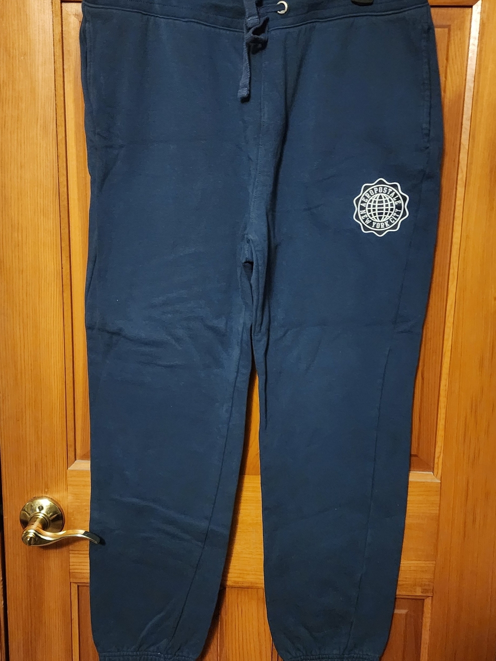 Aeropostale Men's Dark Blue Sweatpants with White Logo